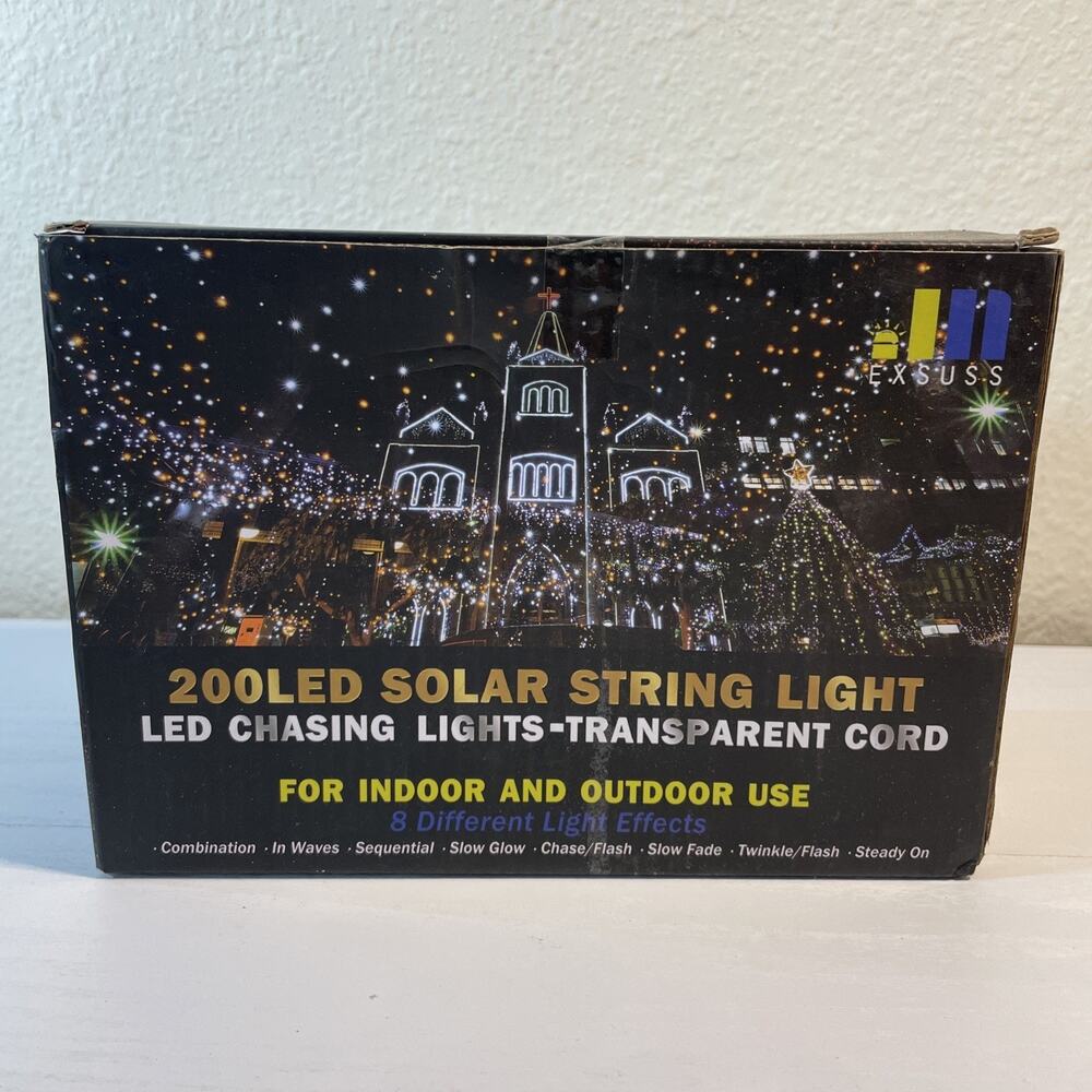 200 LED Solar String Lights 75ft - Multicolored. 8 Modes. New